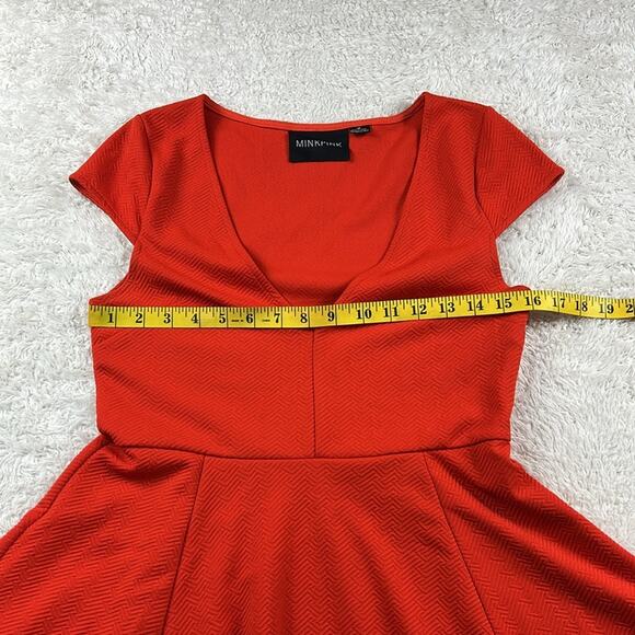 Minkpink red orange fit and flare skater dress, size med - Picture 5 of 7
